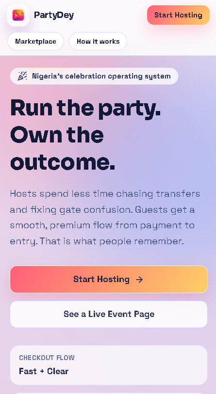 PartyDey mobile product screenshot